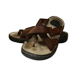DOCKERS Women's Brown Leather Open Toe Sandals